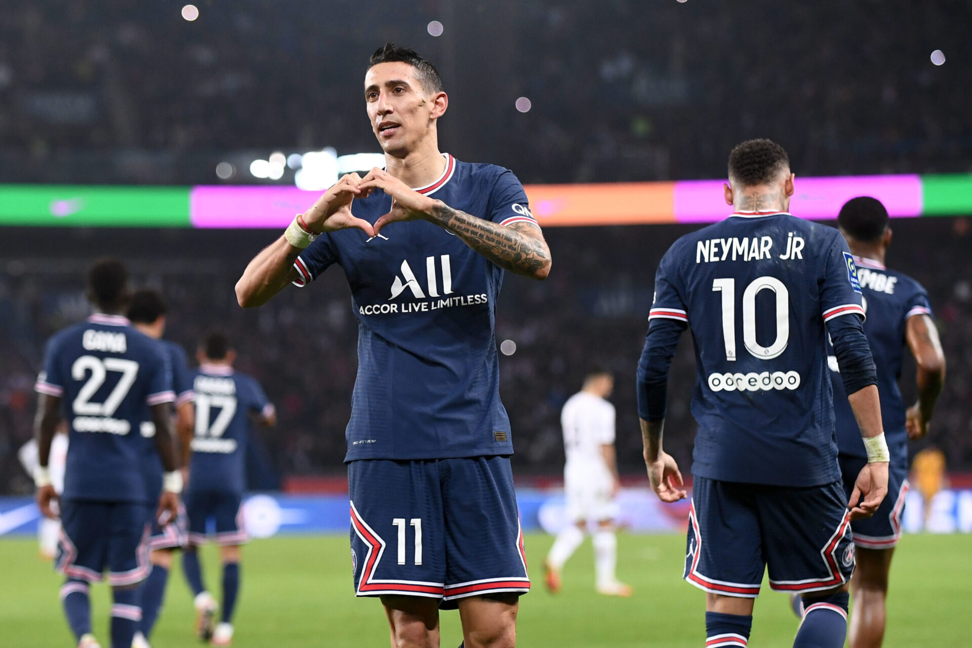 Ángel Di María, titulaire en attaque aux côtés de Neymar et Kylian Mbappé contre Leipzig en Ligue des champions. Icon Sport