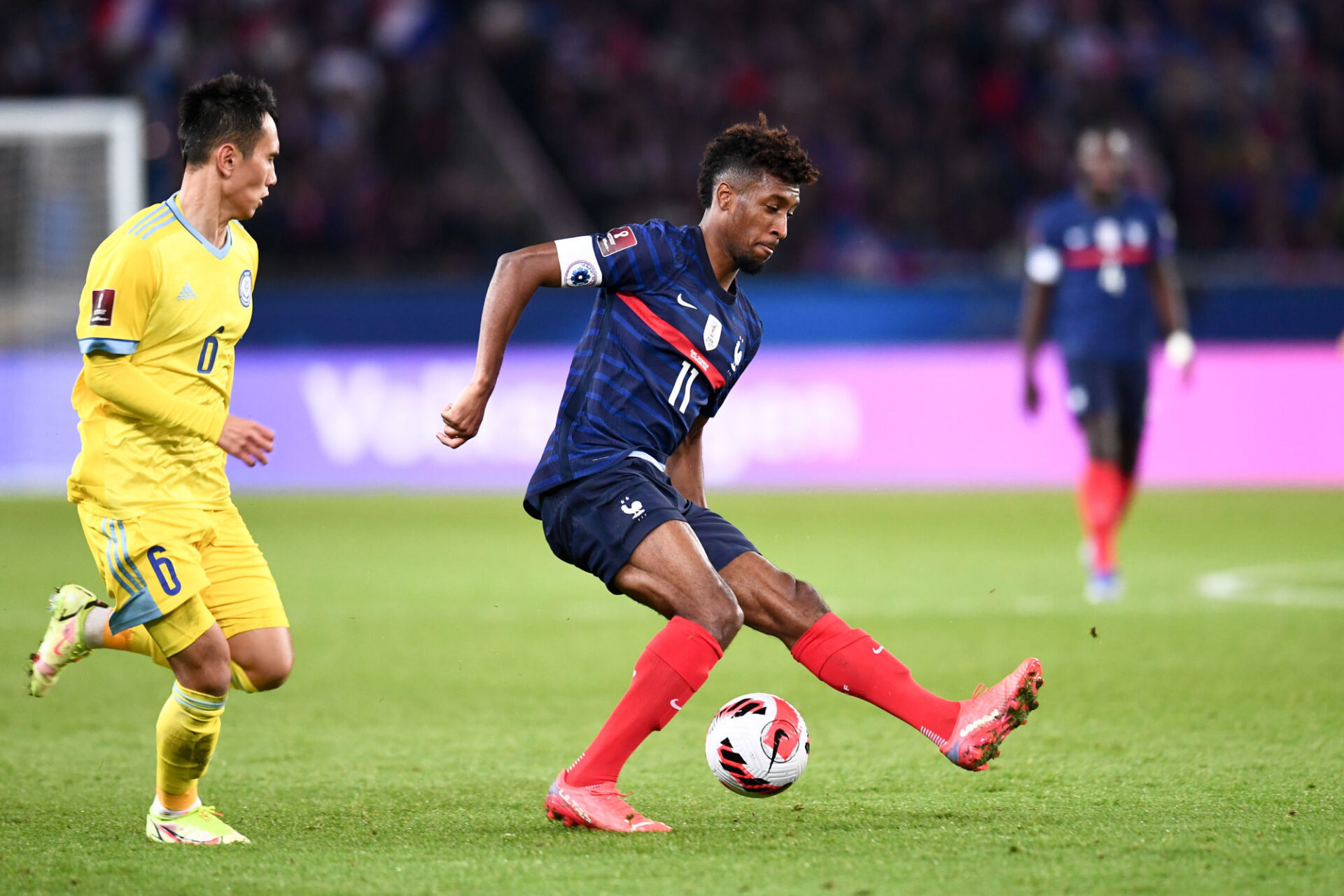 Kingsley Coman a enchanté les supporters des Bleus contre le Kazakhstan. Icon Sport