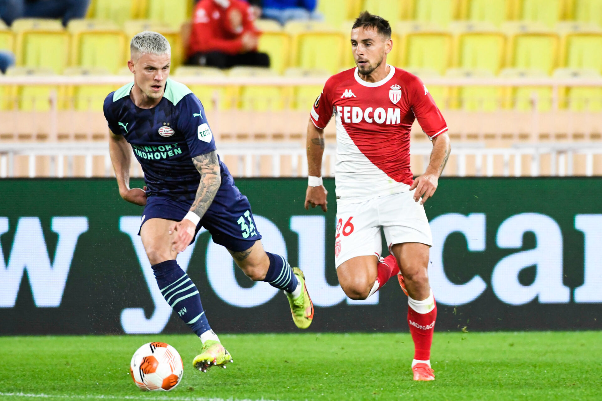 L'AS Monaco de Ruben Aguilar n'a pu faire mieux qu'un triste match nul contre le PSV. Icon Sport