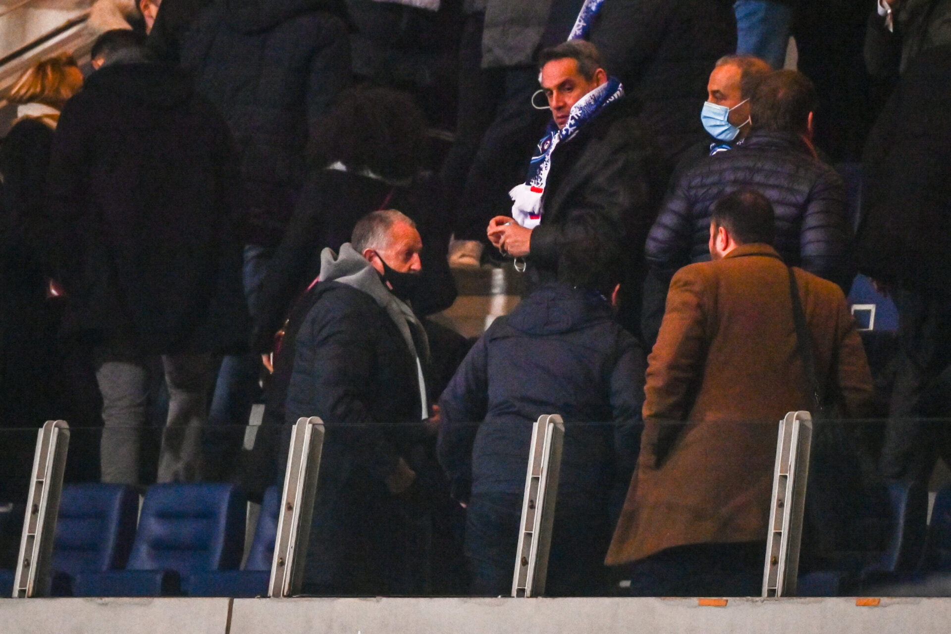 Le pr&eacute;sident de l'OL Jean-Michel Aulas, dans les tribunes du stade Charl&eacute;ty lors de PFC-OL, en Coupe de France. Icon Sport