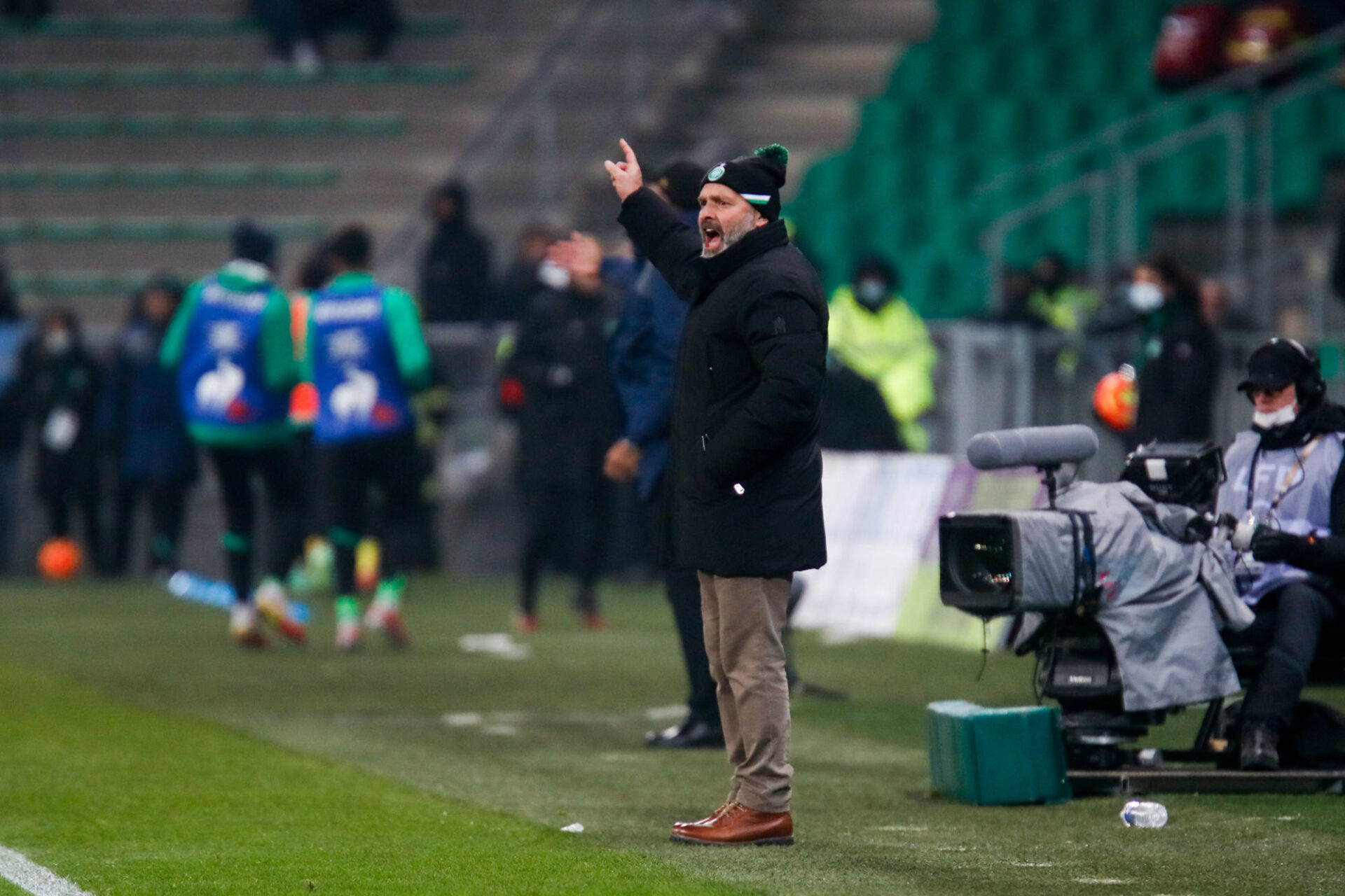 Pascal Dupraz pour son premier match de Ligue 1 &agrave; la t&ecirc;te de Saint-Etienne. (Icon Sport)