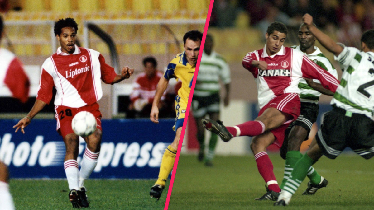 Guillaume Loriot (&agrave; gauche) face &agrave; Fran&ccedil;ois Modesto lors du match de Ligue 1 entre Le Mans et Monaco en 2006. Icon Sport