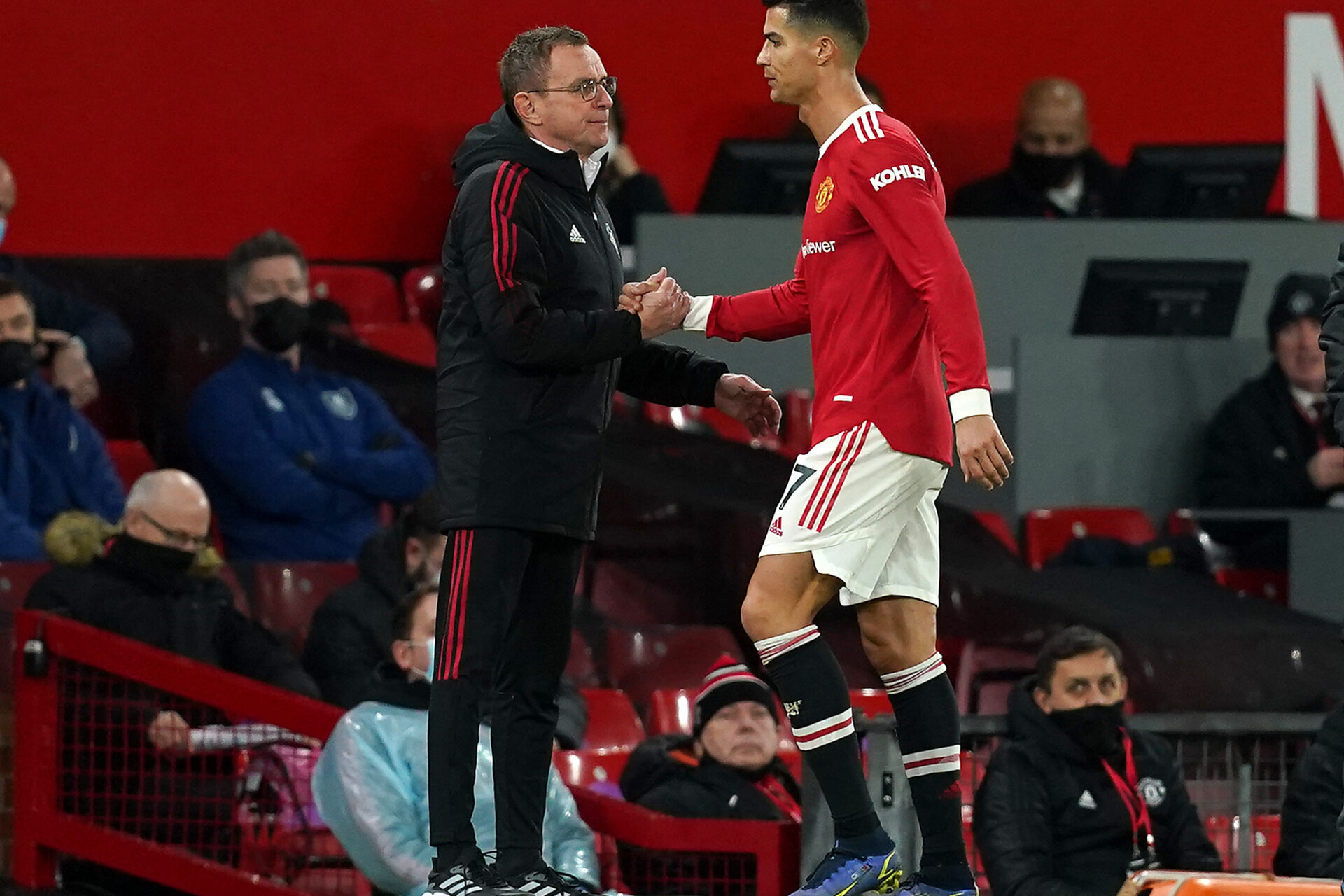 La relation entre Ralf Rangnick et Cristiano Ronaldo n'est pas optimale, selon la presse britannique. Icon Sport