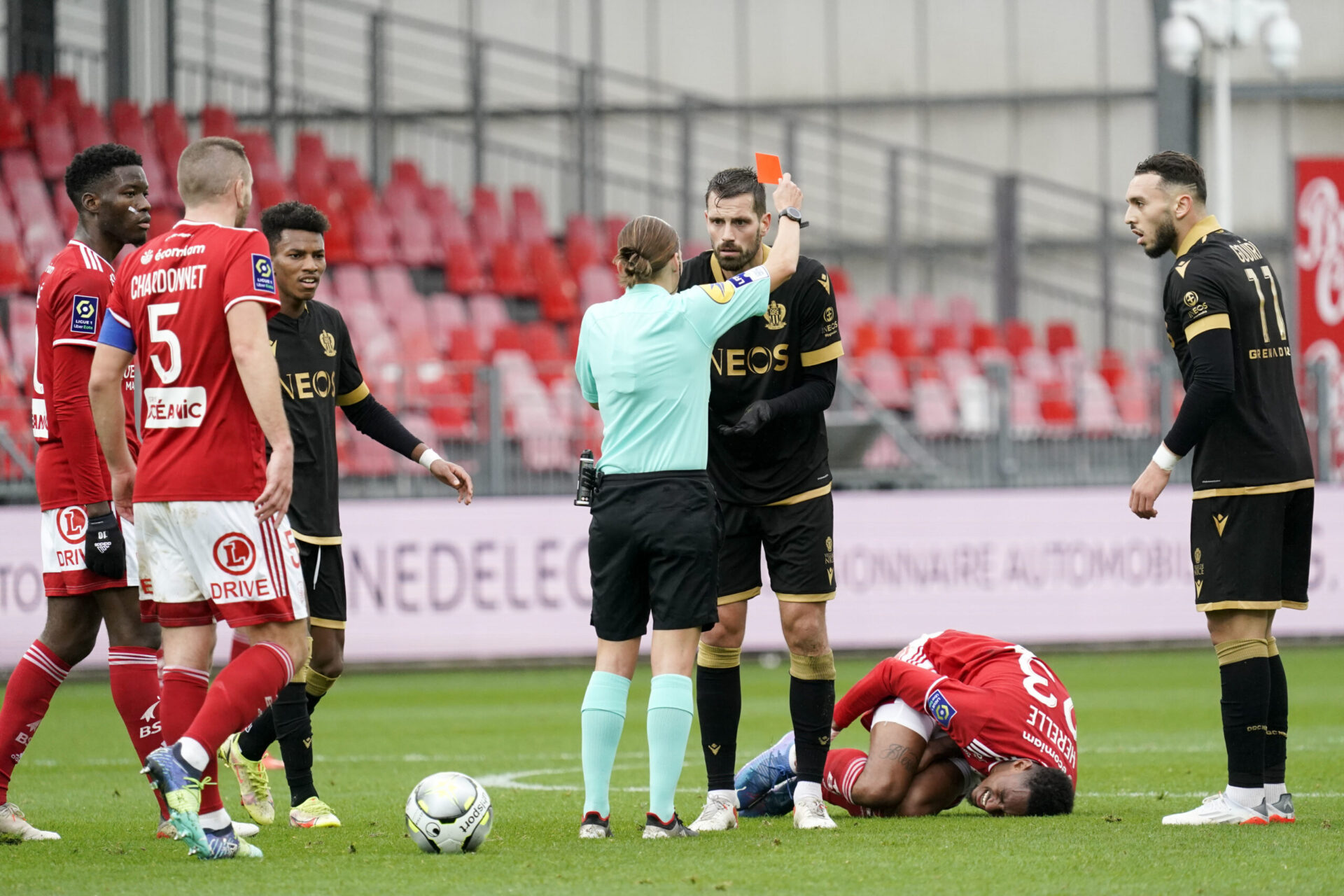 Kasper Dolberg a inscrit son cinqui&egrave;me but de la saison face au Stade Brestois. Icon Sport
