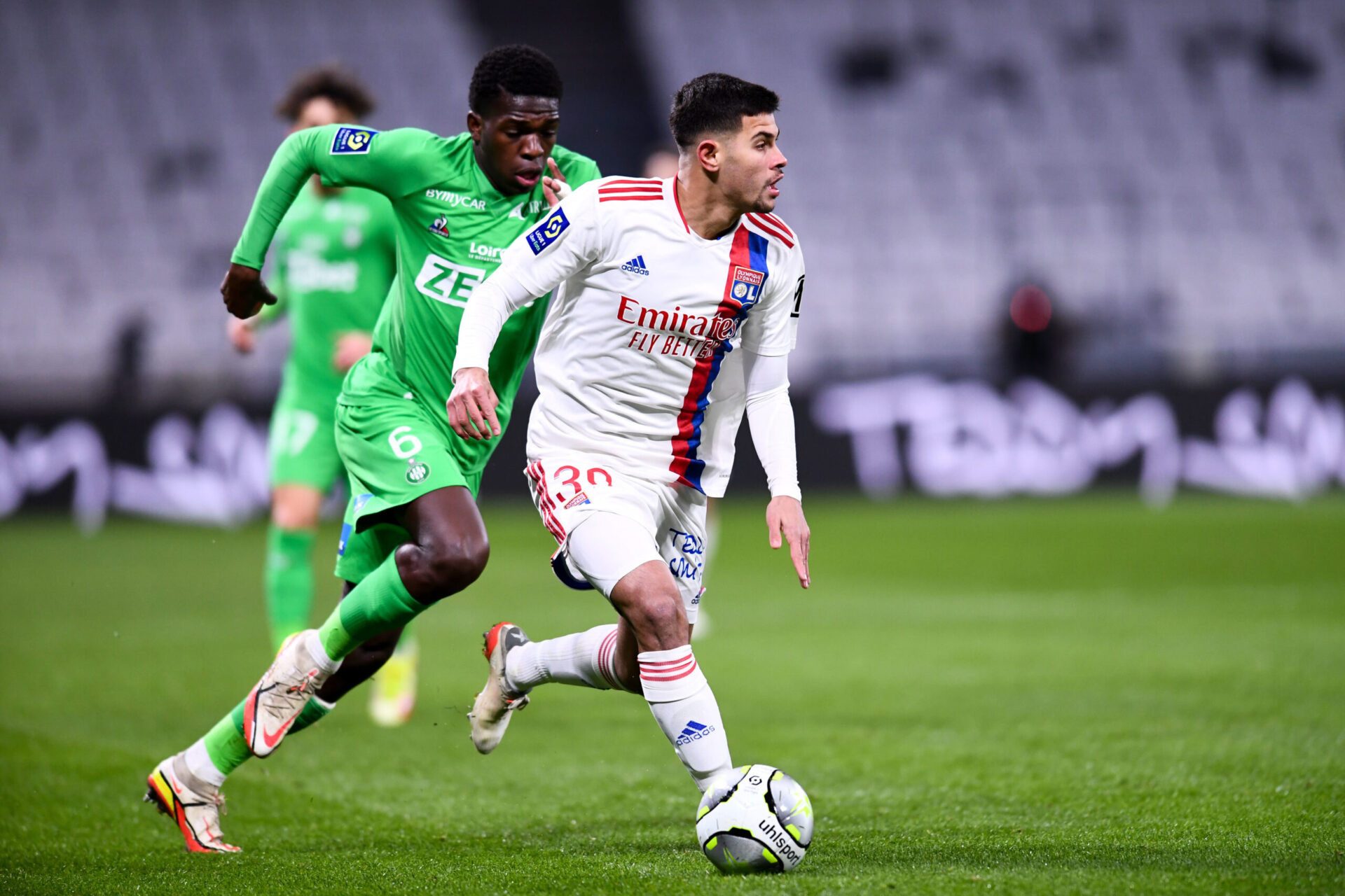 Bruno Guimar&atilde;es, lors de la victoire de l'OL contre l'AS Saint-Etienne au Groupama Stadium. Icon Sport
