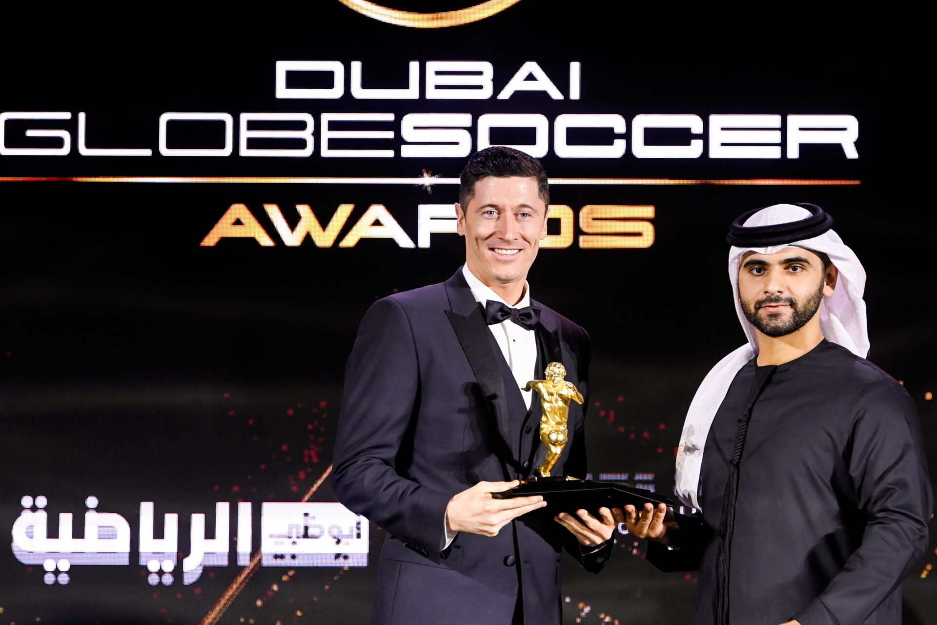 Robert Lewandowki, &eacute;lu meilleur buteur lors des Globe Soccer Awards. Icon Sport