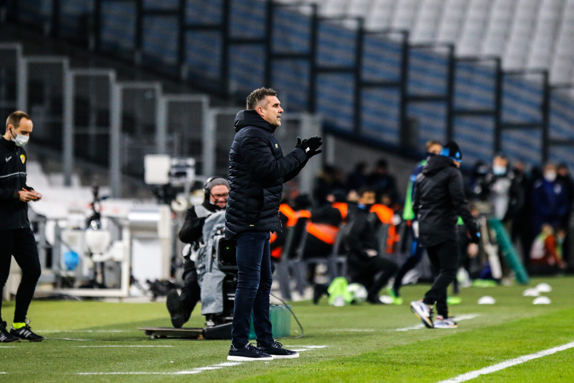 Jocelyn Gourvennec, lors de la rencontre entre l'Olympique de Marseille et le LOSC, au stade V&eacute;lodrome. Icon Sport