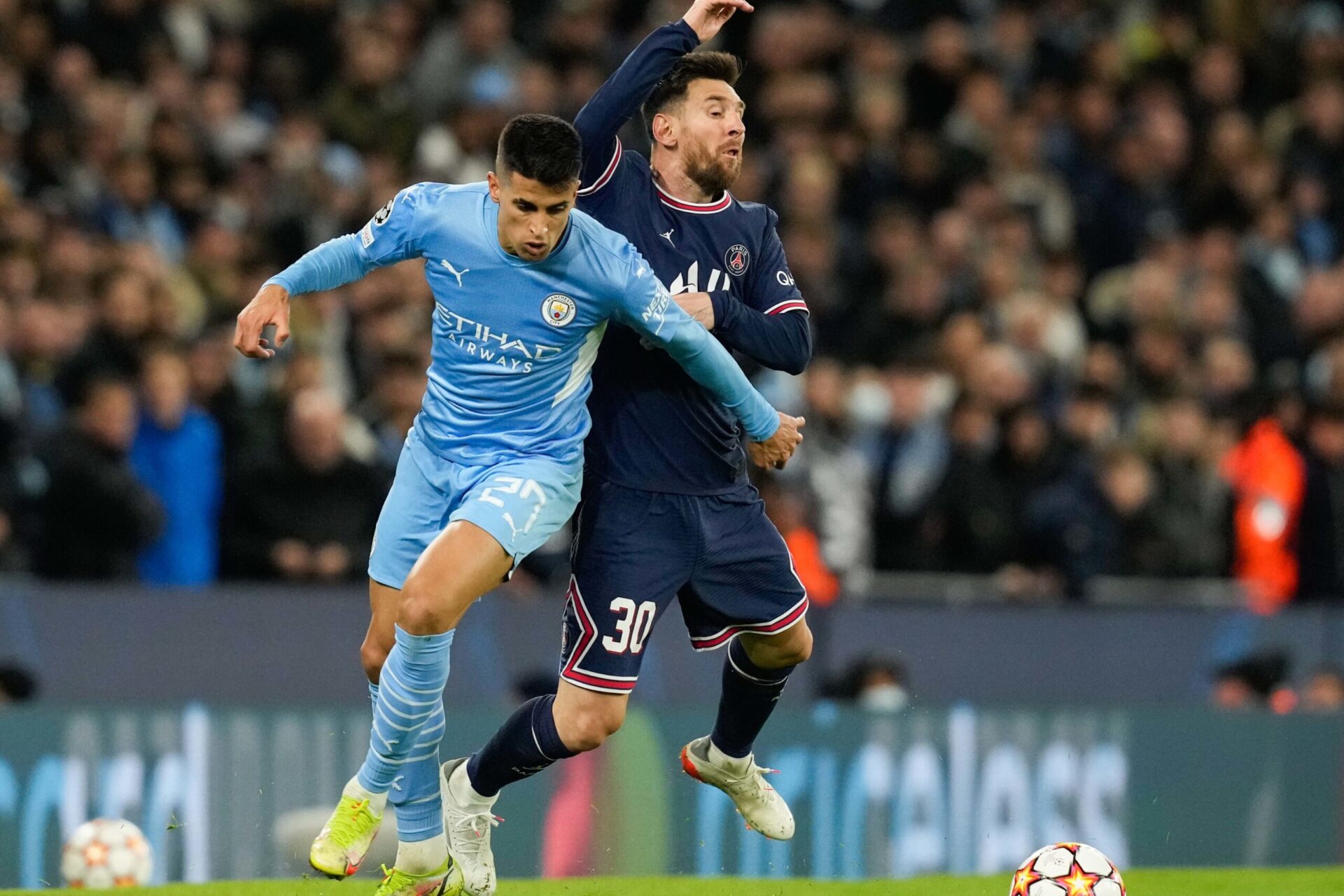 João Cancelo, face à Lionel Messi en Ligue des champions, à l'Etihad Stadium. Icon Sport João Cancelo, face à Lionel Messi en Ligue des champions, à l'Etihad Stadium. Icon Sport