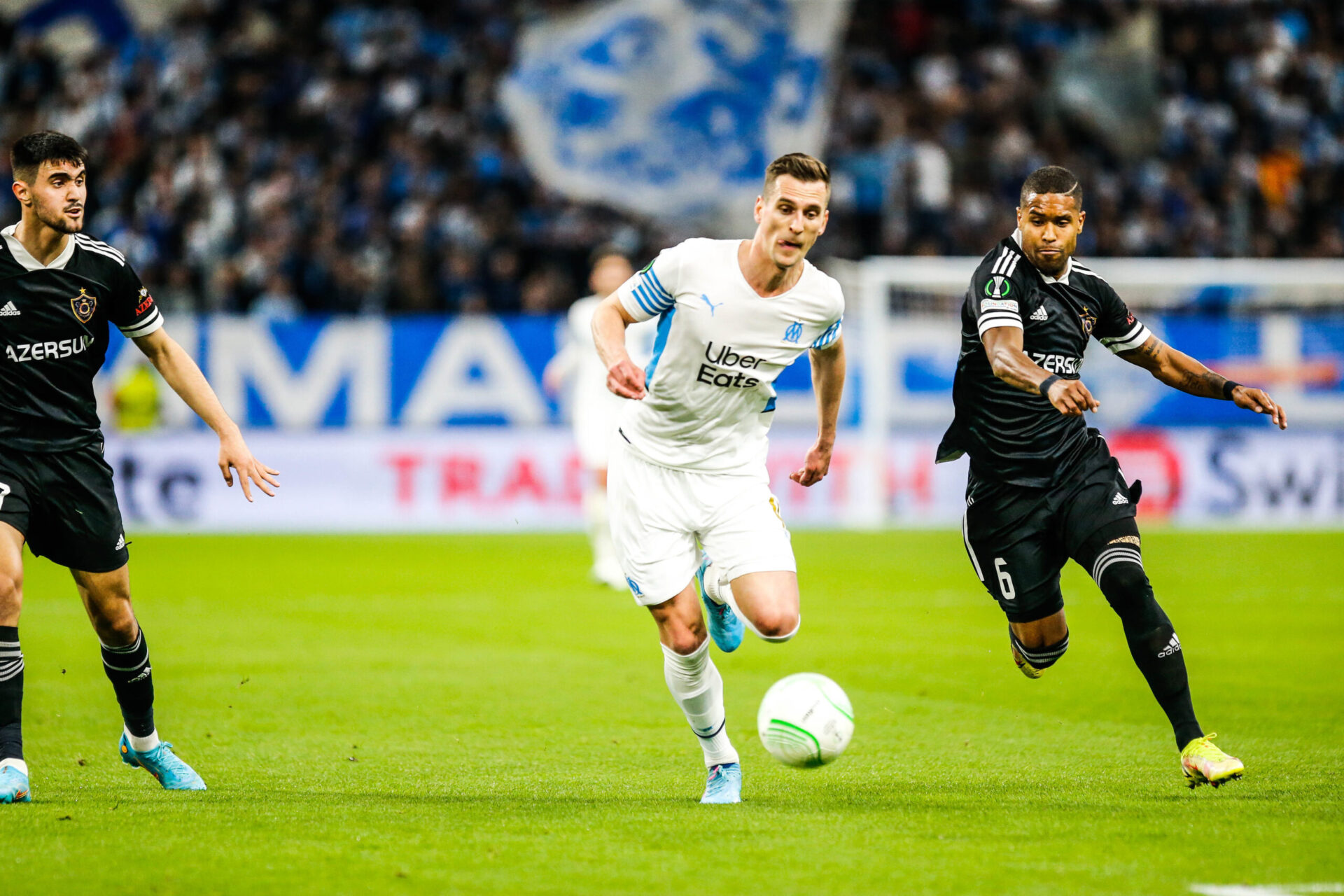 Arkadiusz Milik a inscrit un doubl&eacute; en fin de premi&egrave;re p&eacute;riode et guid&eacute; l'OM vers la victoire/Icon Sport
