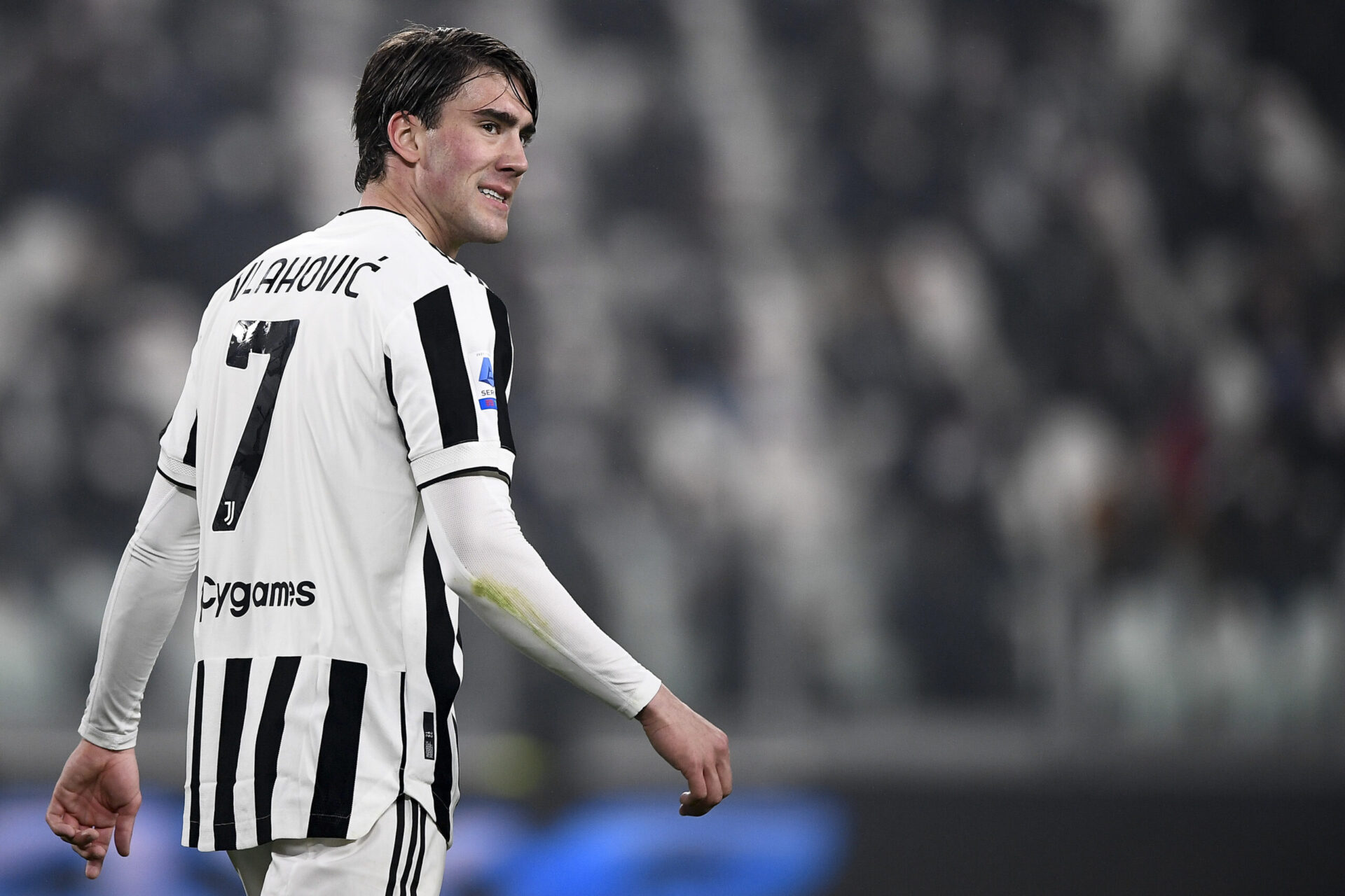 Du&scaron;an Vlahović, sous ses nouvelles couleurs de la Juventus Turin. Icon Sport