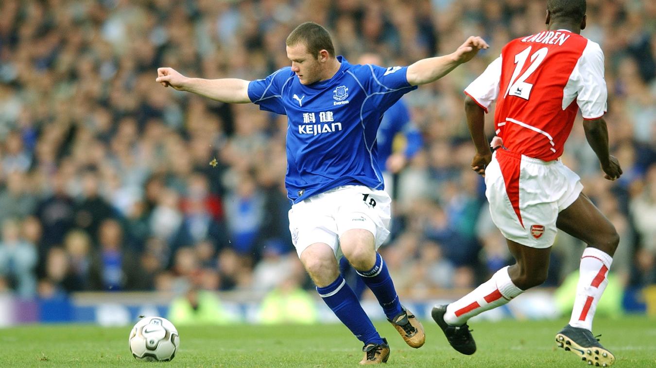 Wayne Rooney, lors de la rencontre Everton-Arsenal, le 19 octobre 2002. Premier League Wayne Rooney, lors de la rencontre Everton-Arsenal, le 19 octobre 2002. Premier League