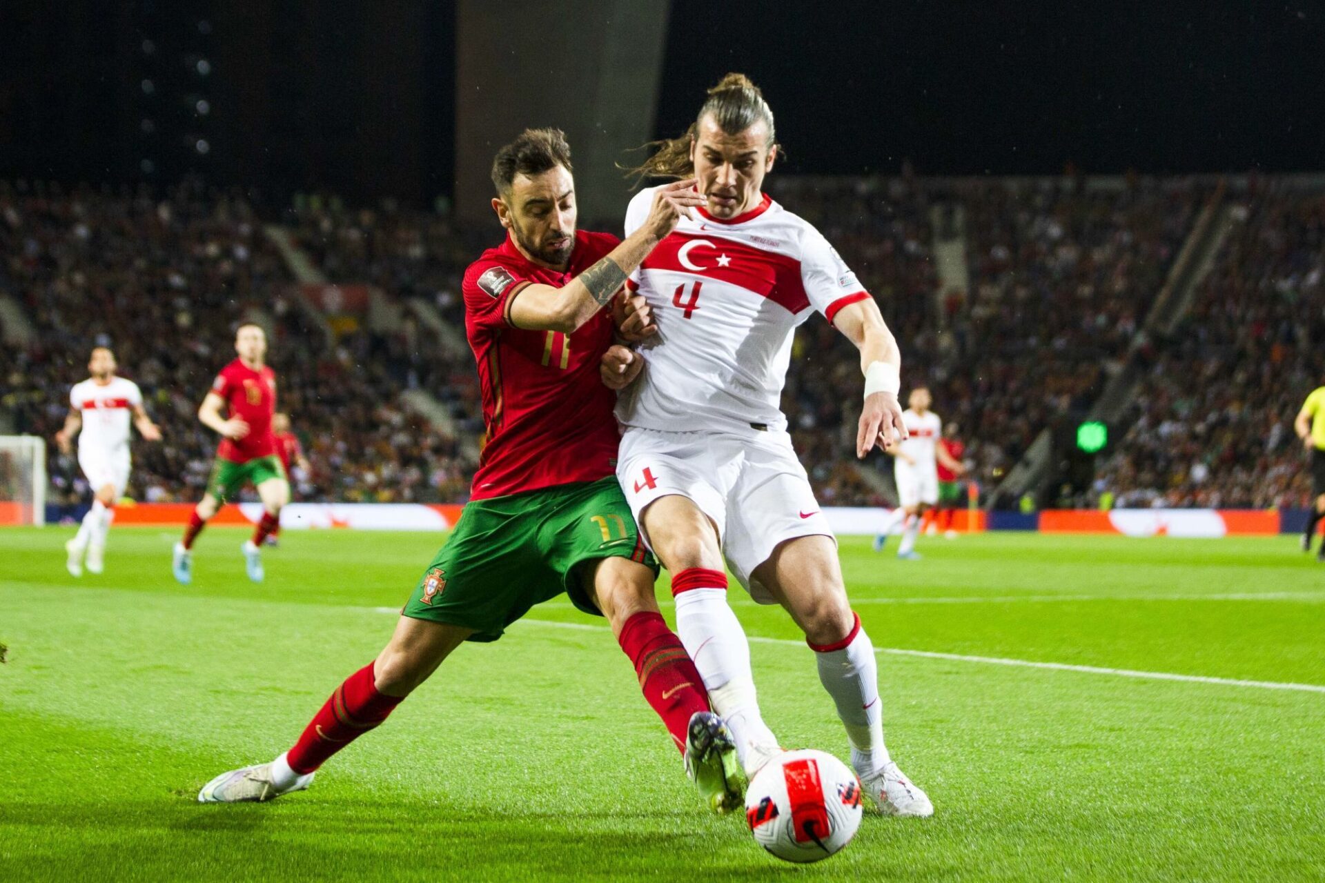 Le Portugal face à la Turquie lors des barrages de Coupe du Monde 2022. (Icon Sport) Le Portugal face à la Turquie lors des barrages de Coupe du Monde 2022. (Icon Sport)