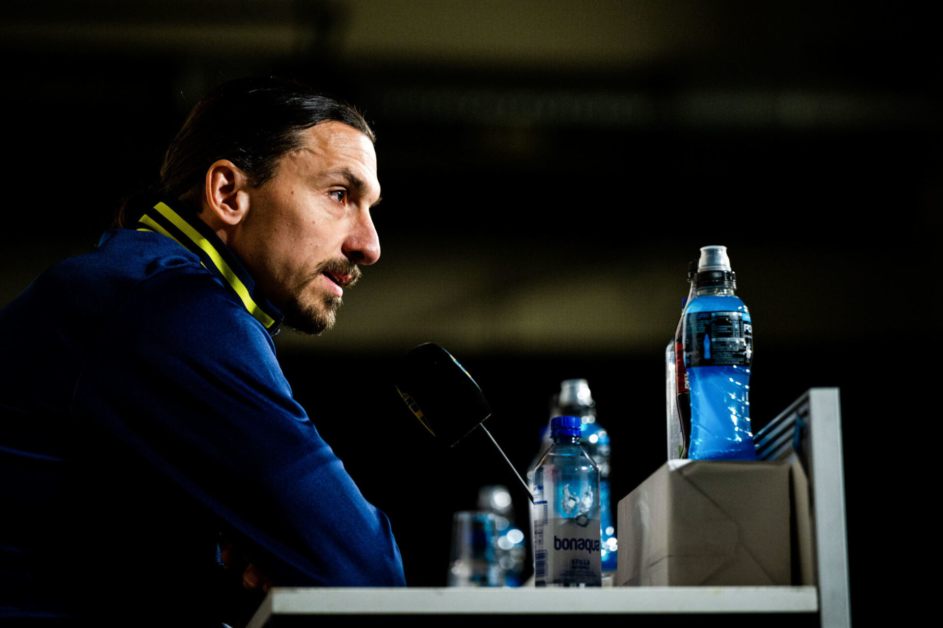 Zlatan Ibrahimovic en conf&eacute;rence de presse avec la s&eacute;lection su&eacute;doise / Icon Sport