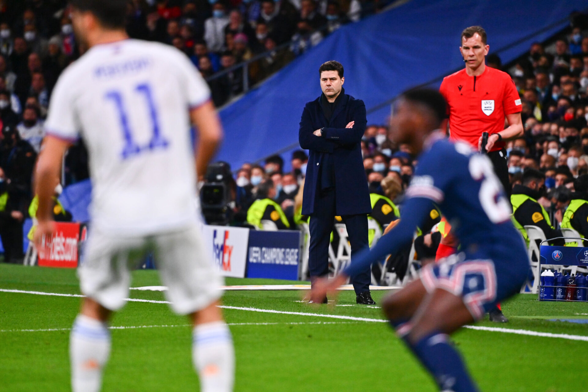 Hier mercredi soir, Mauricio Pochettino, l'entraîneur du PSG, n'a jamais trouvé les solutions après l'ouverture du score du Real Madrid/Icon Sport Hier mercredi soir, Mauricio Pochettino, l'entraîneur du PSG, n'a jamais trouvé les solutions après l'ouverture du score du Real Madrid/Icon Sport