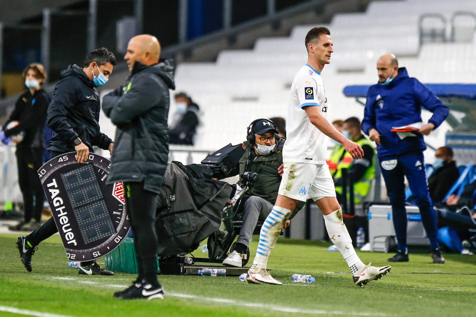La tension est palpable entre Jorge Sampaoli (&agrave; gauche) et Arkadiusz Milik (&agrave; droite) depuis quelque temps/Icon Sport