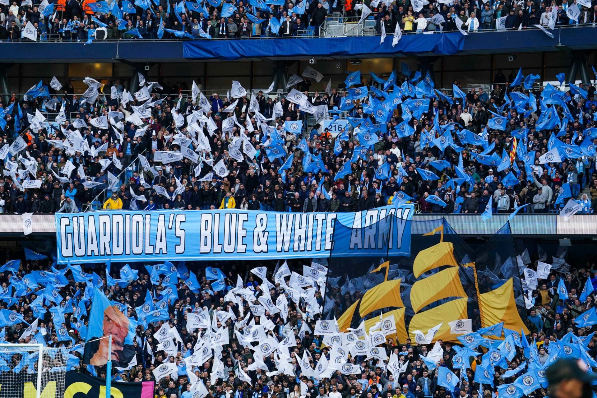 Ambiance des grands soirs &agrave; l'Etihad Stadium pour ce choc de Ligue des Champions entre Manchester City et le Real Madrid (iconsport)