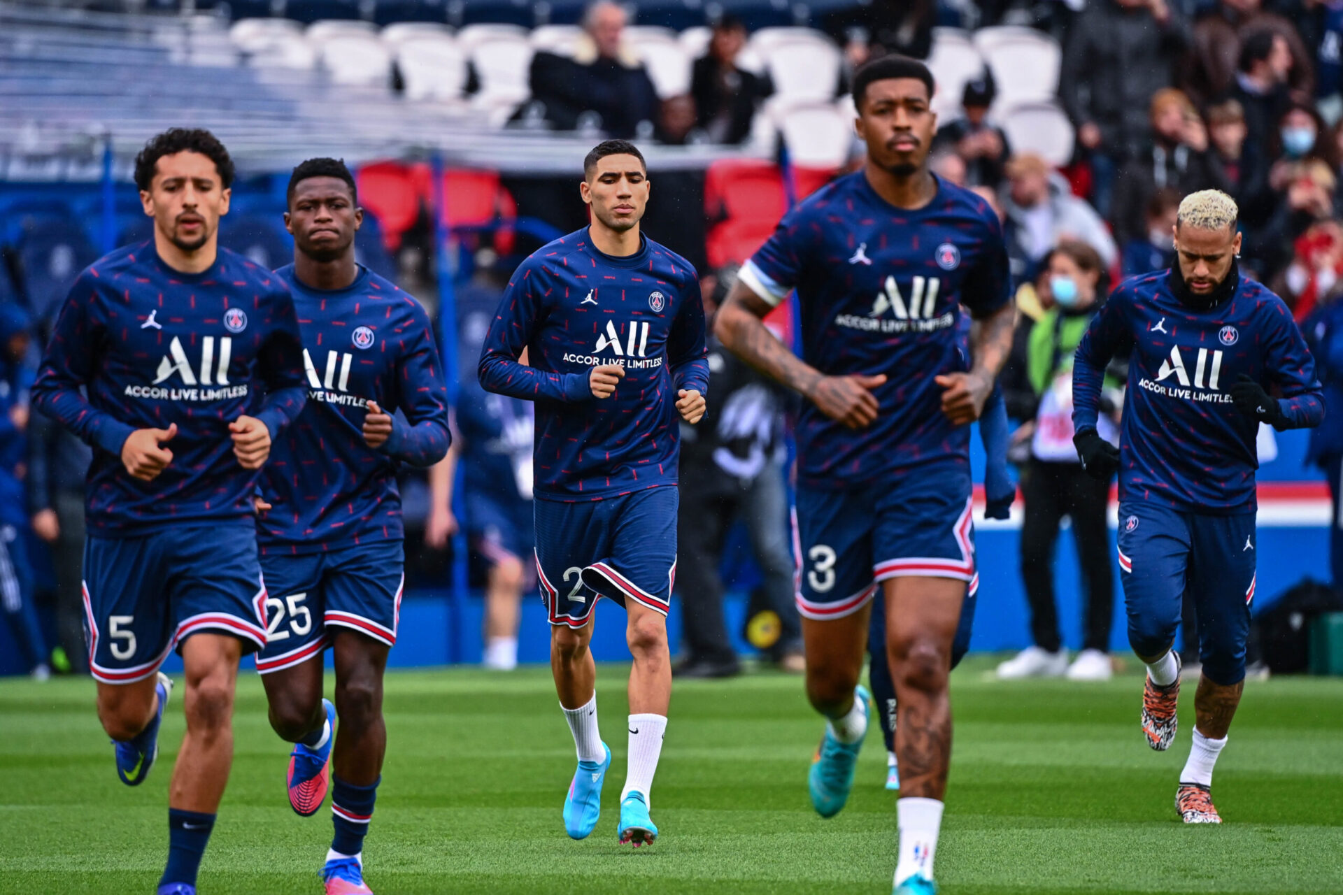 Marquinhos, Nuno Mendes et Achraf Hakimi sous les couleurs du Paris Saint-Germain (Icon Sport)