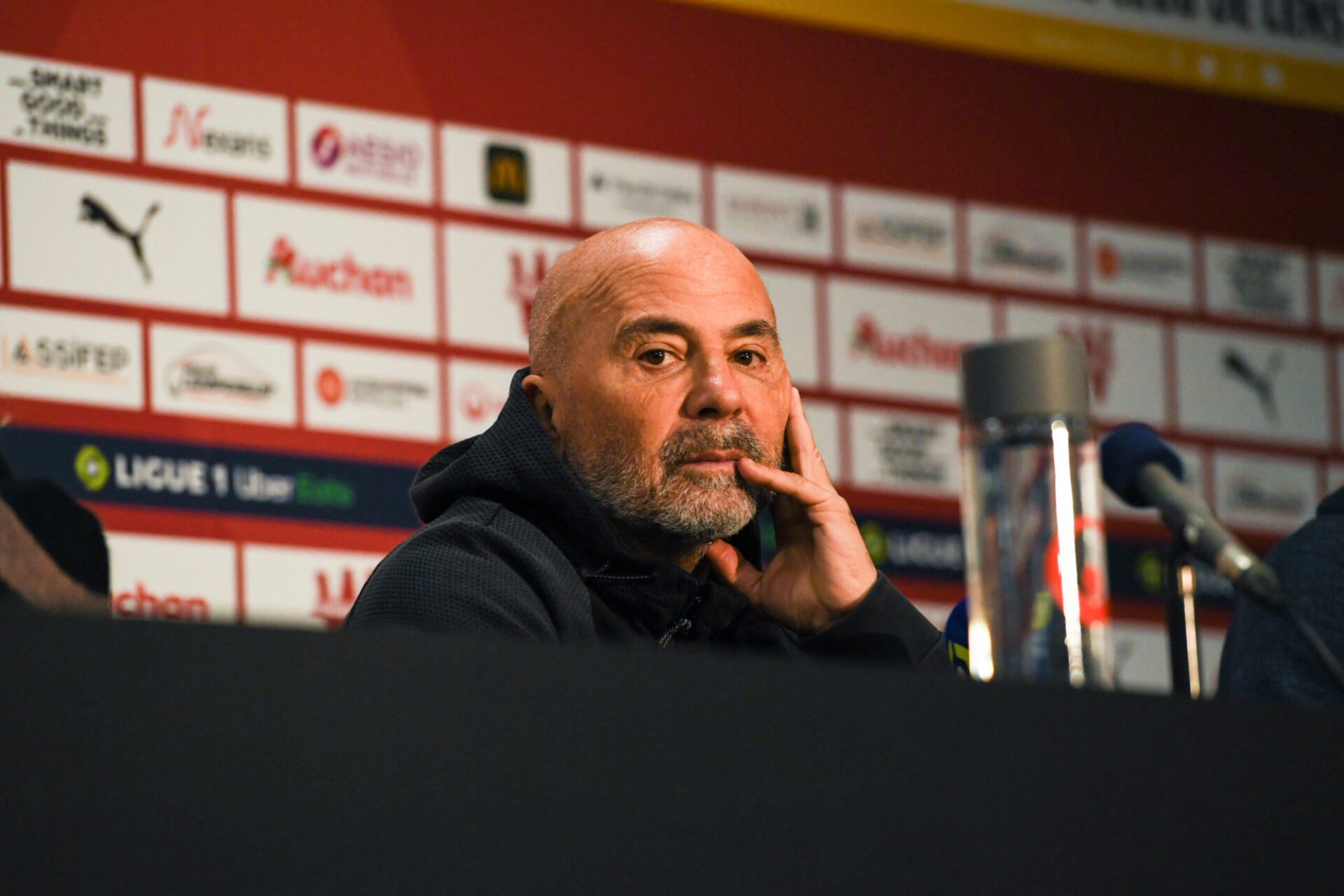 Jorge Sampaoli en conf&eacute;rence de presse. (IconSport)