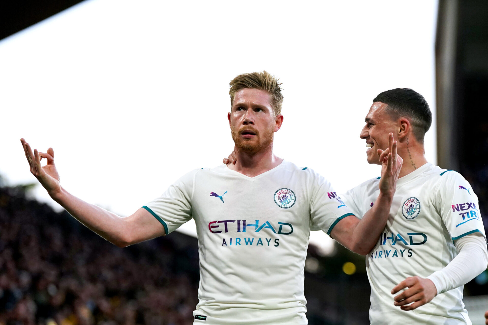 De Bruyne a imité Haaland après son troisième but (iconsport) De Bruyne a imité Haaland après son troisième but (iconsport)