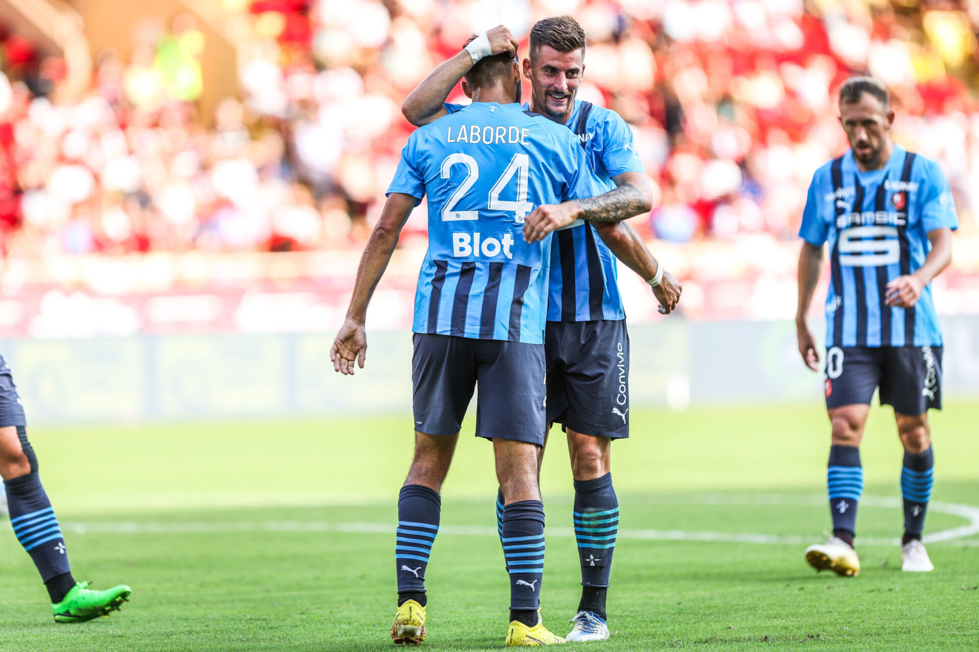 F&eacute;licit&eacute; par Baptiste Santamaria, Ga&ecirc;tan Laborde a ouvert le score. (Icon Sport)