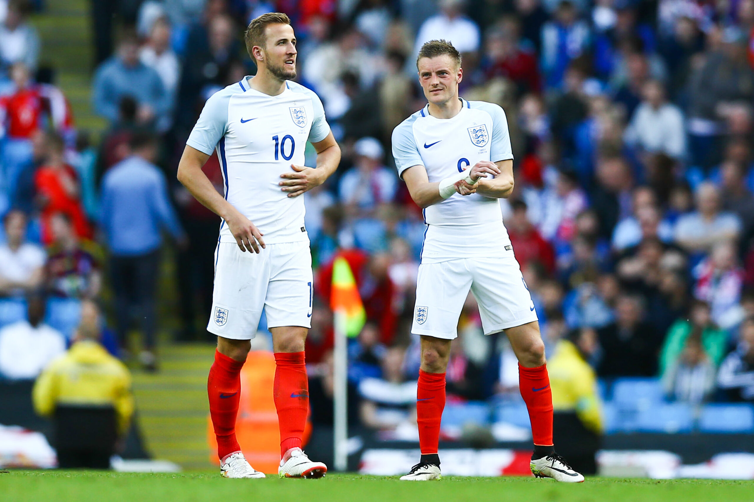 Harry Kane et Jamie Vardy (à droite) sous les couleurs de l'Angleterre (Icon Sport)