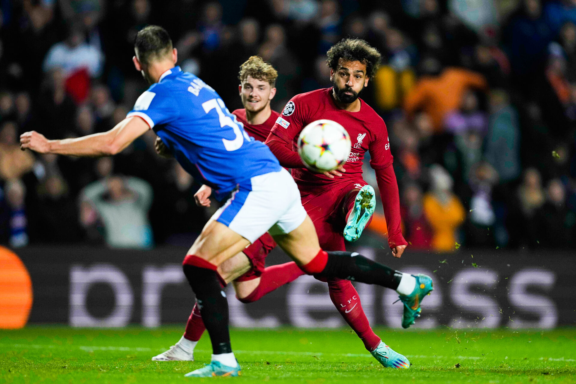 Mohamed Salah a donn&eacute; de l'ampleur &agrave; la victoire de Liverpool contre les Rangers. (Icon Sport)