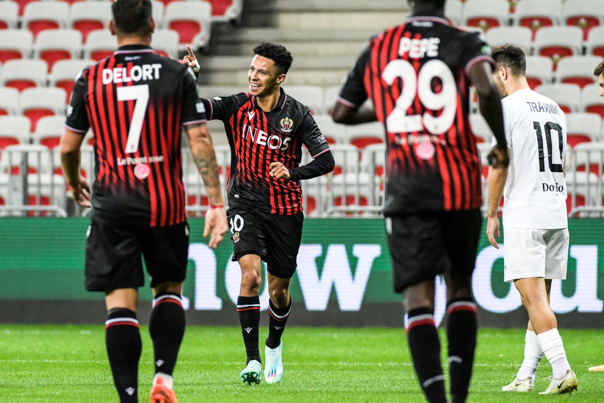 La joie de Sofiane Diop, ancien joueur de Monaco, sur l'ouverture du score de l'OGC Nice (iconsport)