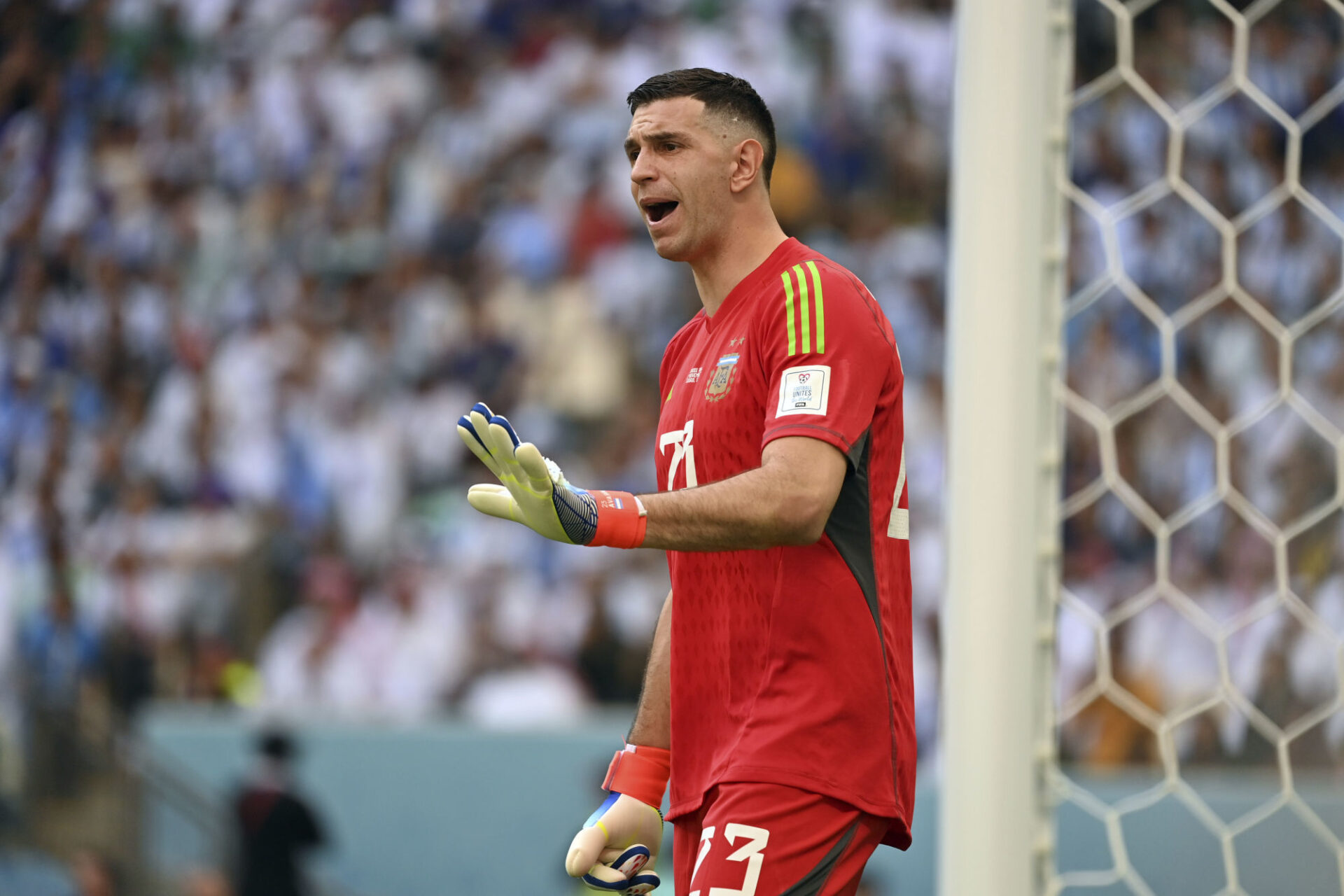 Emiliano Martinez n'a pas bien v&eacute;cu la d&eacute;faite contre l'Arabie saoudite. (Icon Sport)