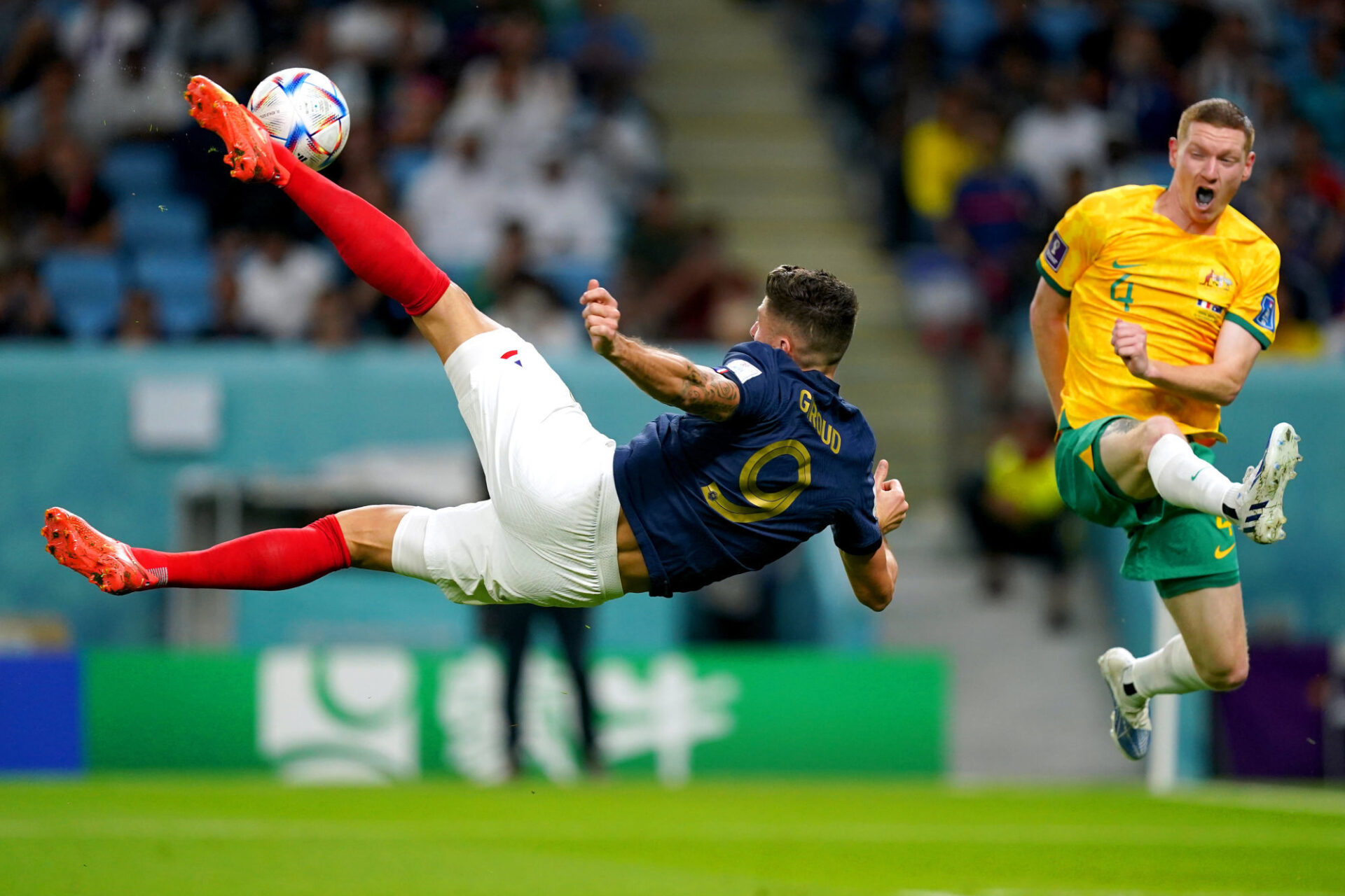Olivier Giroud a encore failli marquer un but exceptionnel face &agrave; l'Australie (Icon Sport)