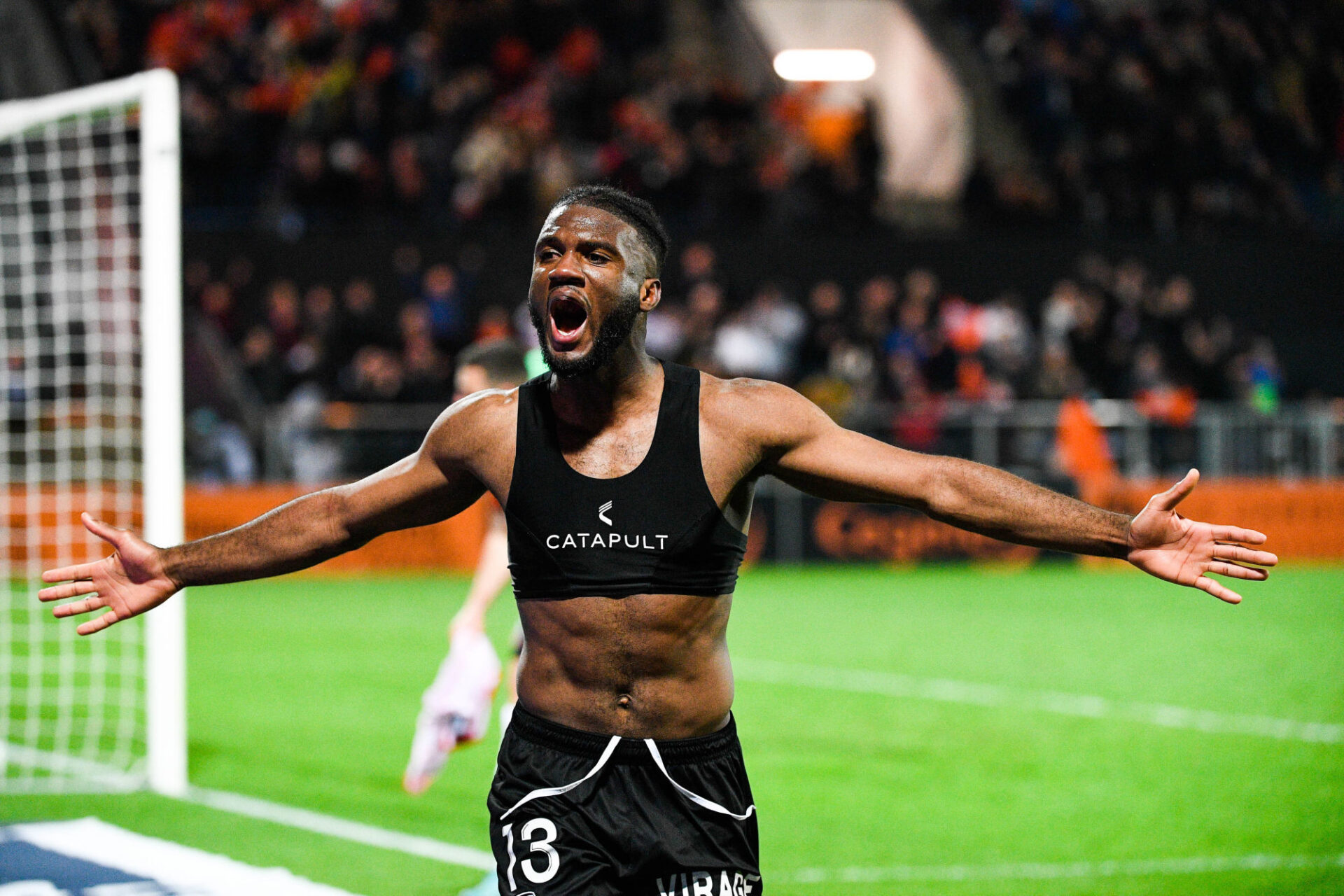 Terem Moffi, célébrant un but avec le FC Lorient. (Icon Sport) Terem Moffi, célébrant un but avec le FC Lorient. (Icon Sport)