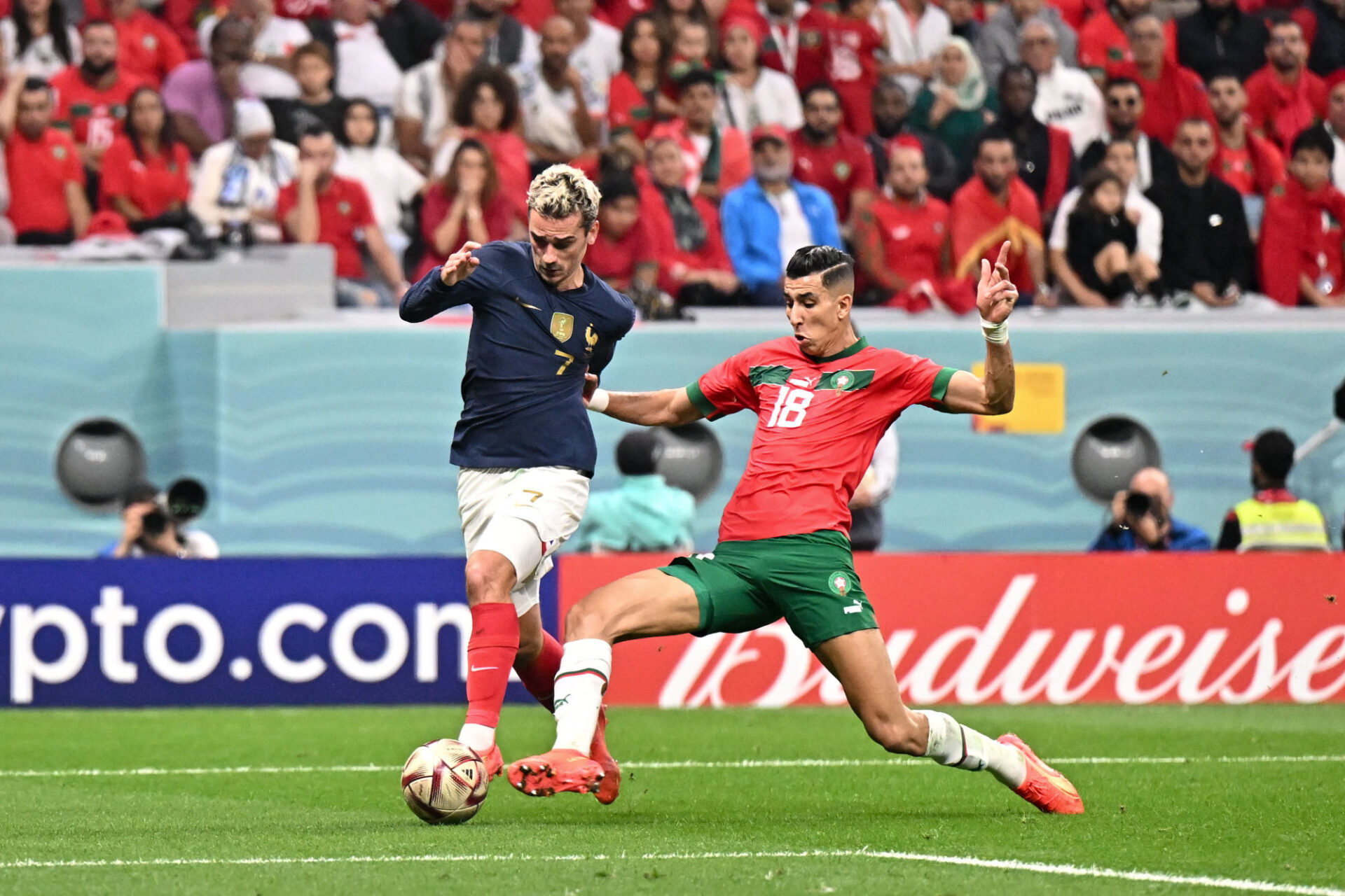 Antoine Griezmann, face au Maroc en demi-finale de Coupe du monde. (Icon Sport)