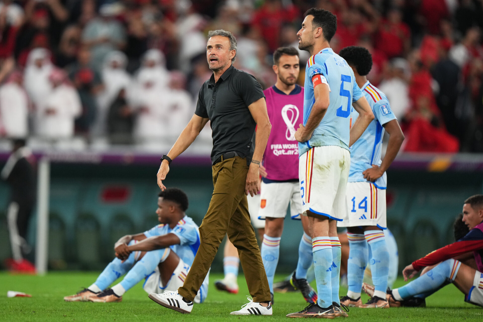 L'Espagne de Luis Enrique a &eacute;t&eacute; &eacute;limin&eacute;e par le Maroc en huiti&egrave;mes de finale du Mondial (Icon Sport)