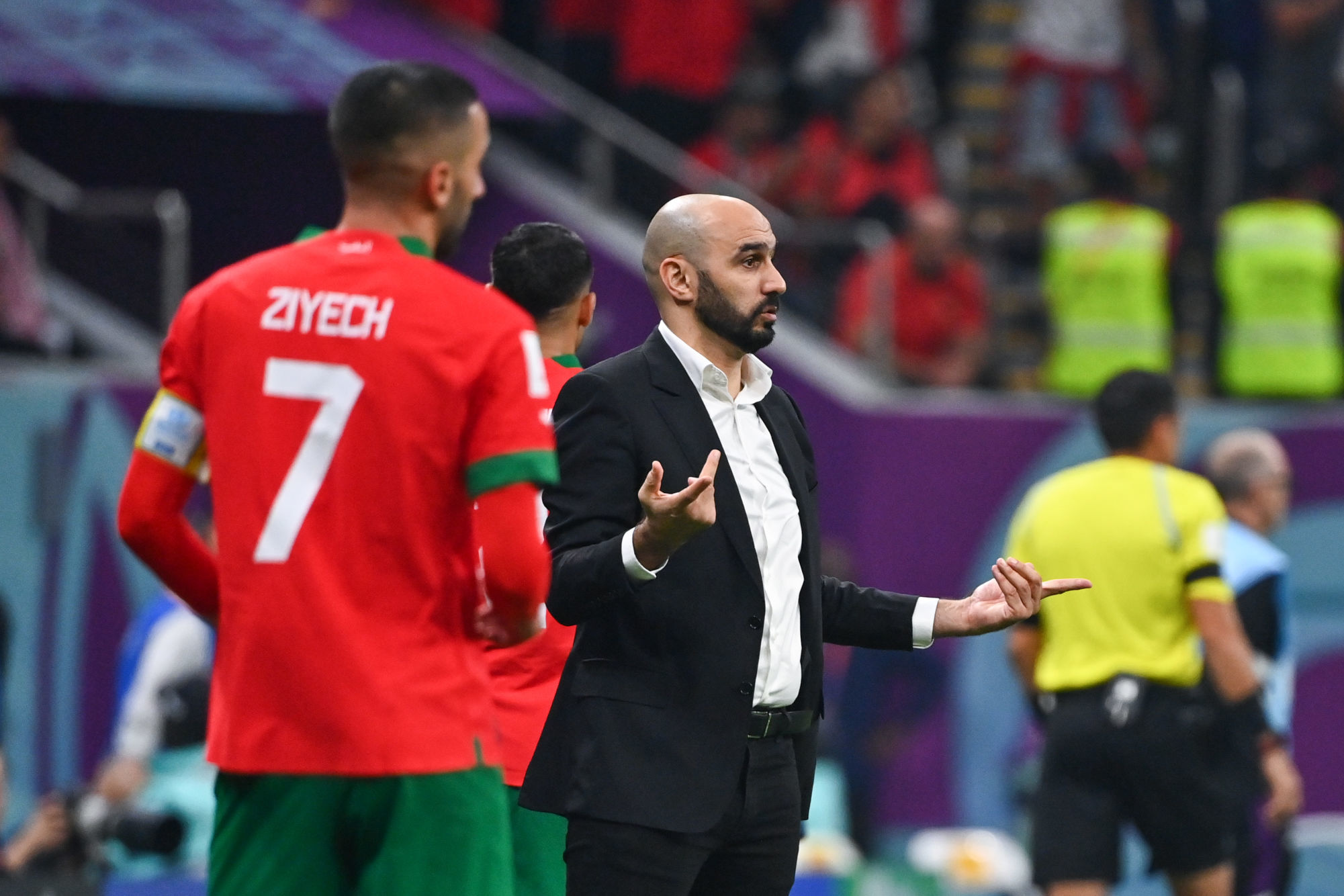Walid Regragui et Hakim Ziyech, avec le Maroc lors de la Coupe du monde 2022. (Icon Sport)