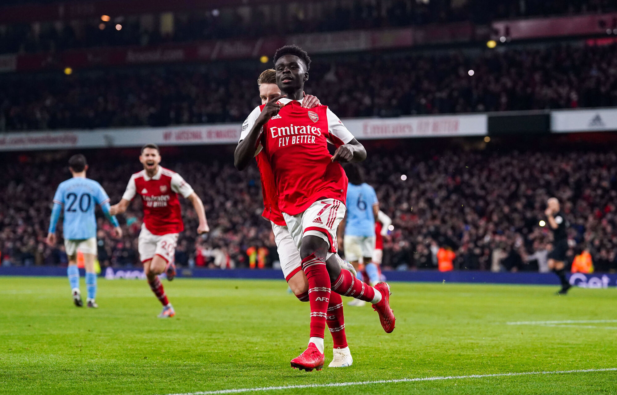 Bukayo Saka, buteur contre Manchester City. (Icon Sport)