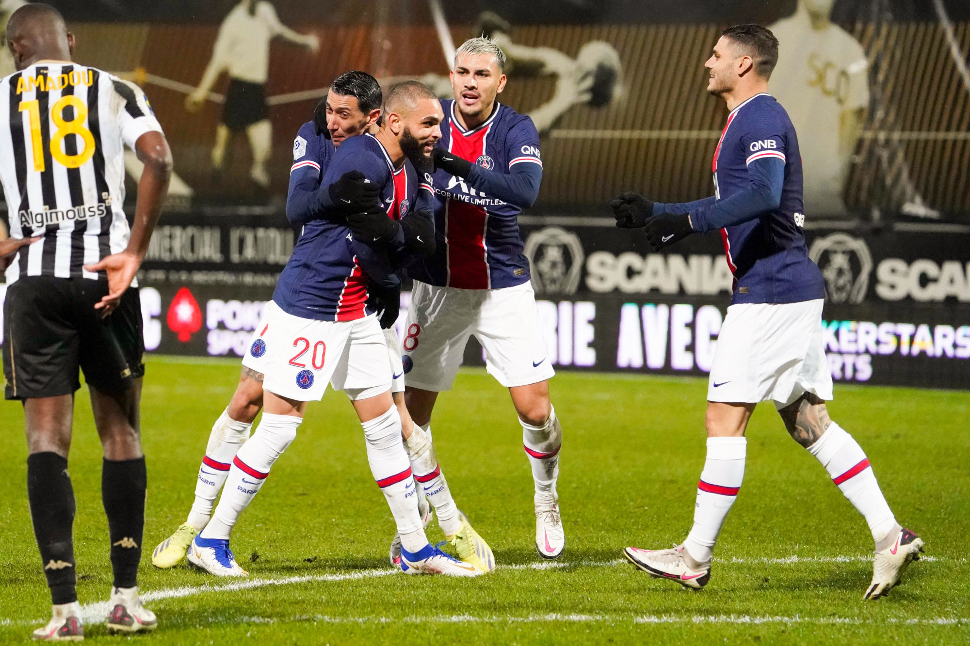 De gauche &agrave; droite : Angel Di Maria, Layvin Kurzawa, Leandro Paredes et Mauro Icardi. (IconSport)