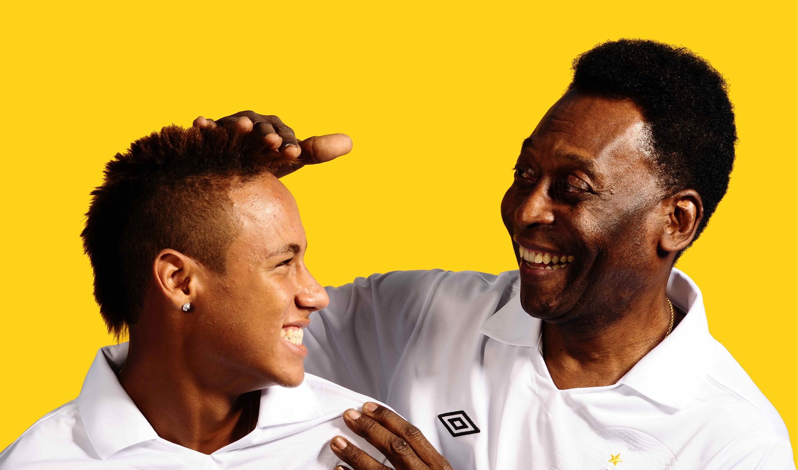 Neymar, &agrave; gauche, et Pel&eacute;, &agrave; droite, deux des plus grands joueurs pass&eacute;s par Santos. (IconSport)